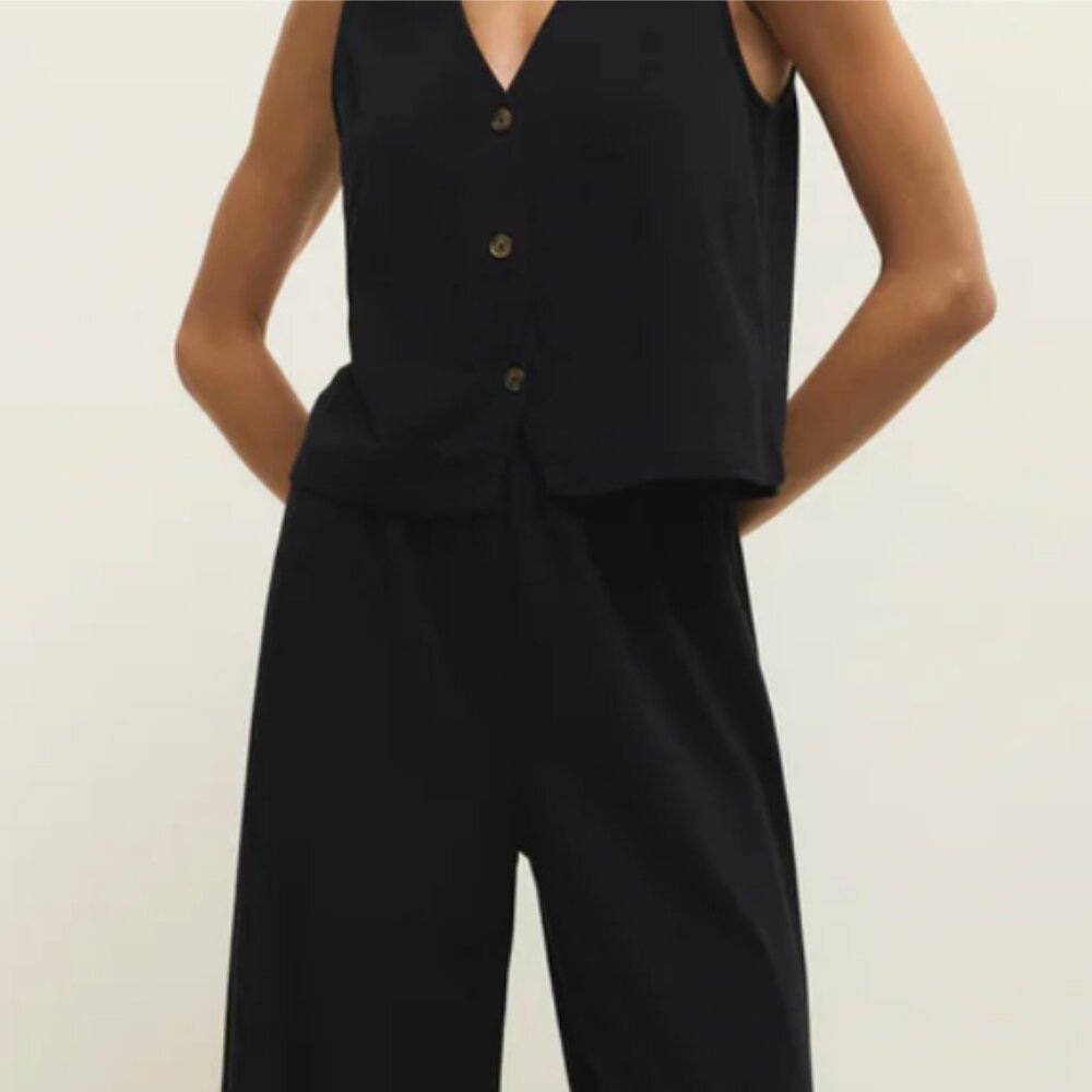 Z Supply Vista Black Linen Pant and Vest in Size Small